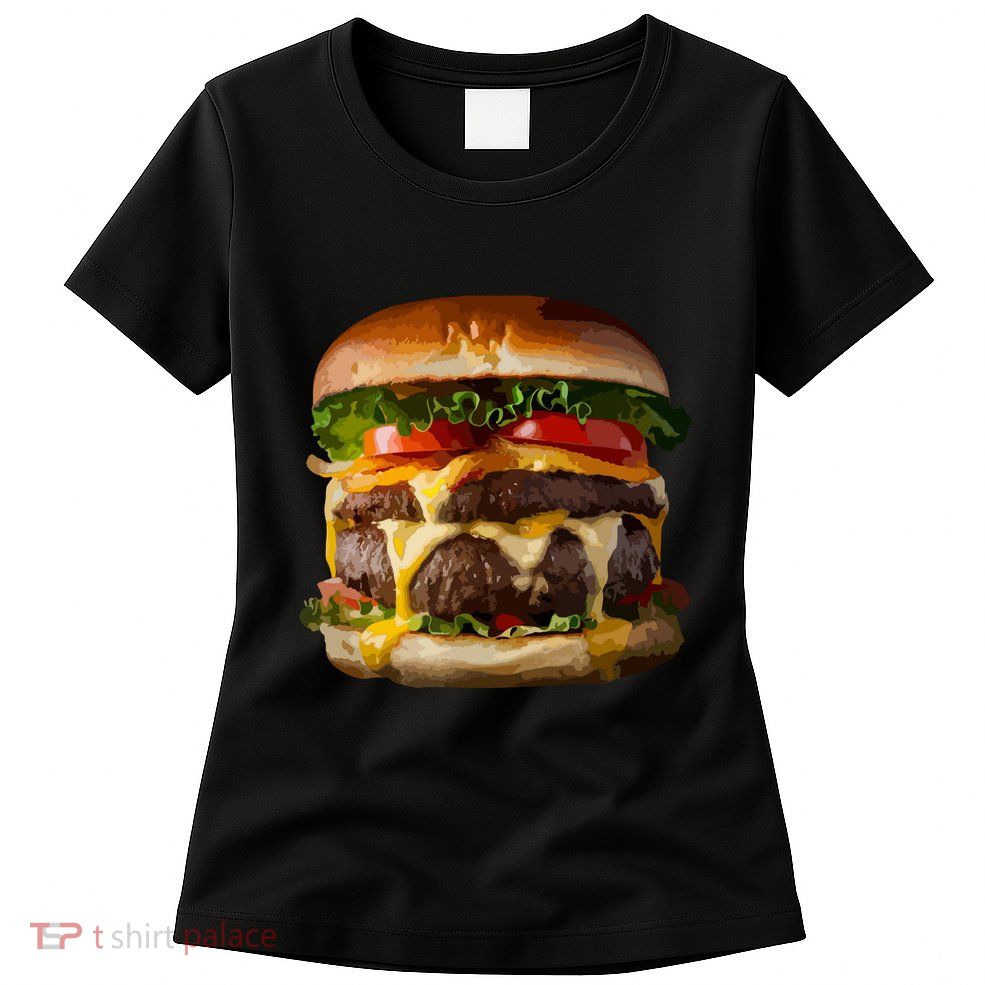 Funny Cheeseburger Hamburger Meet Eater Foodie Design Womens T-Shirt