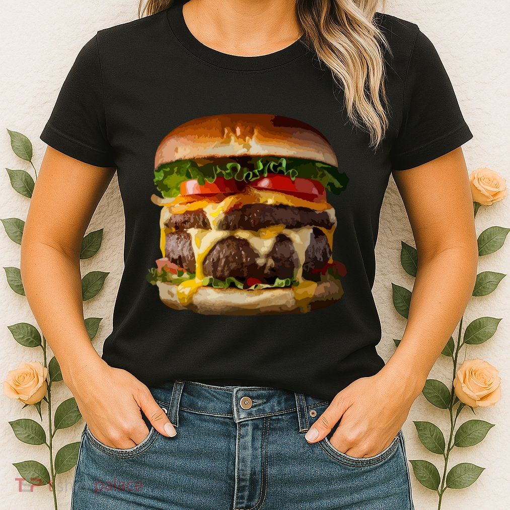 Funny Cheeseburger Hamburger Meet Eater Foodie Design Womens T-Shirt