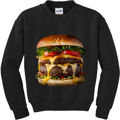 Funny Cheeseburger Hamburger Meet Eater Foodie Design Kids Sweatshirt
