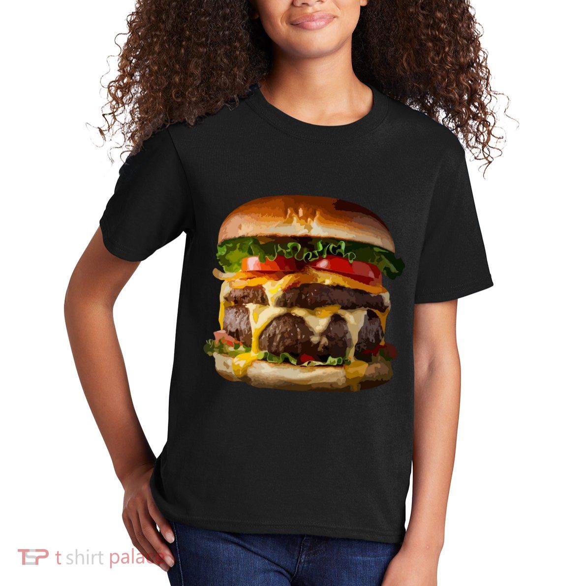 Funny Cheeseburger Hamburger Meet Eater Foodie Design Kids T-Shirt