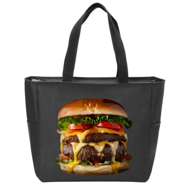 Funny Cheeseburger Hamburger Meet Eater Foodie Design Zip Tote Bag