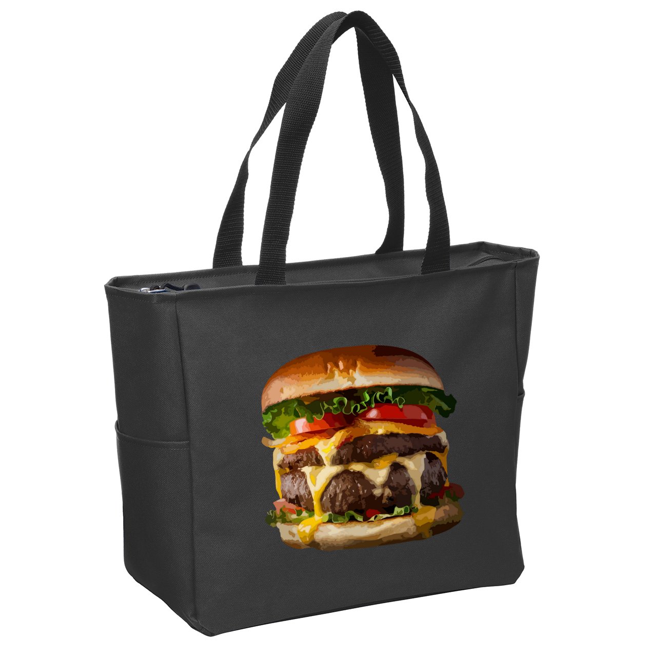 Funny Cheeseburger Hamburger Meet Eater Foodie Design Zip Tote Bag