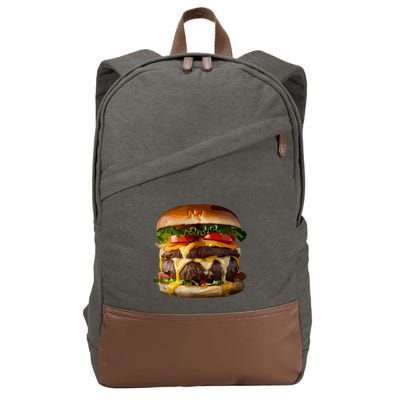Funny Cheeseburger Hamburger Meet Eater Foodie Design Cotton Canvas Backpack