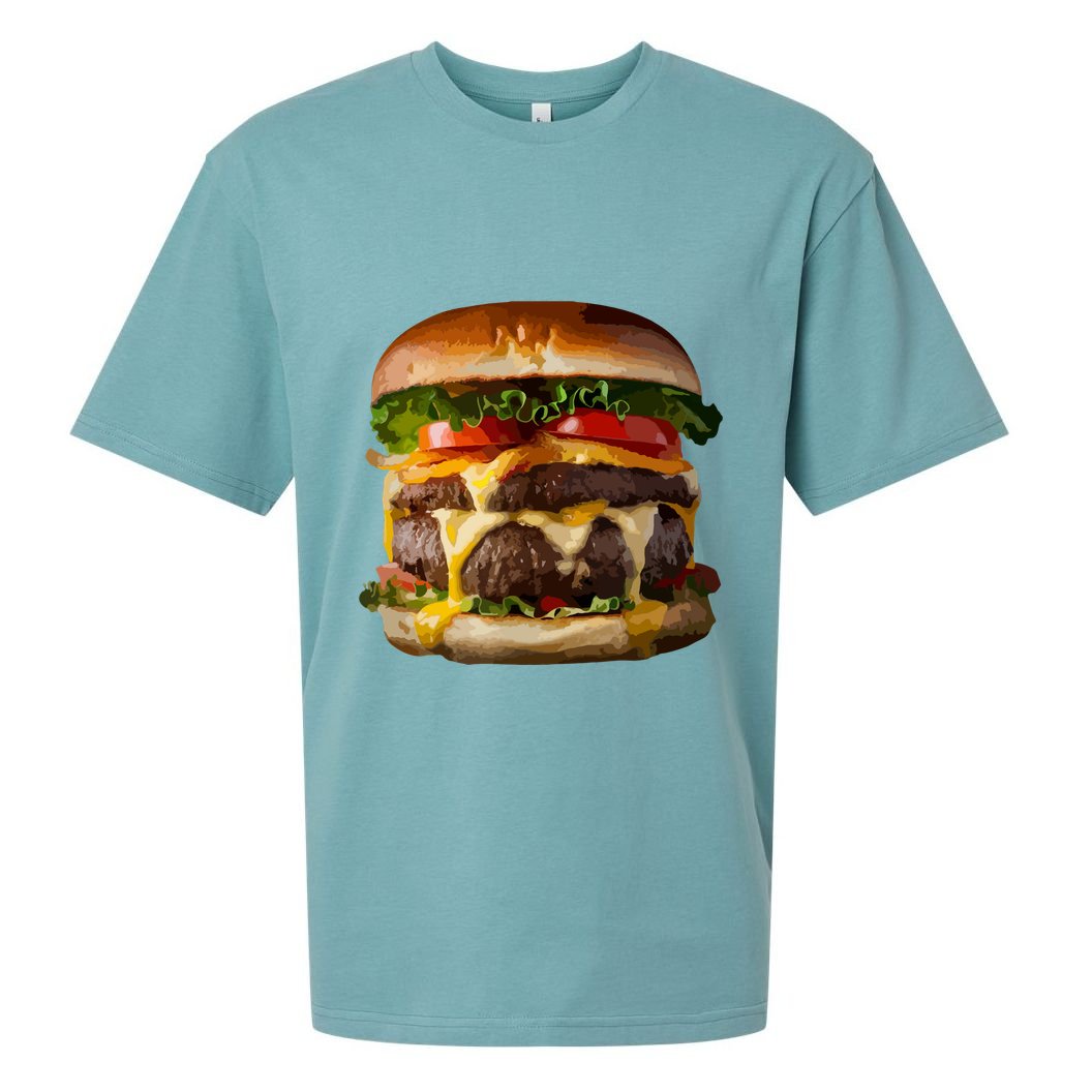 Funny Cheeseburger Hamburger Meet Eater Foodie Design Sueded Cloud Jersey T-Shirt