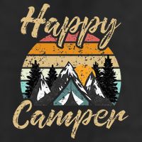 Funny Camping Hiking Lover Present Happy Camper Gift 7 Panel Mesh Trucker Snapback Hat