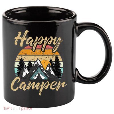 Funny Camping Hiking Lover Present Happy Camper Gift 11oz C Handle Ceramic Mug