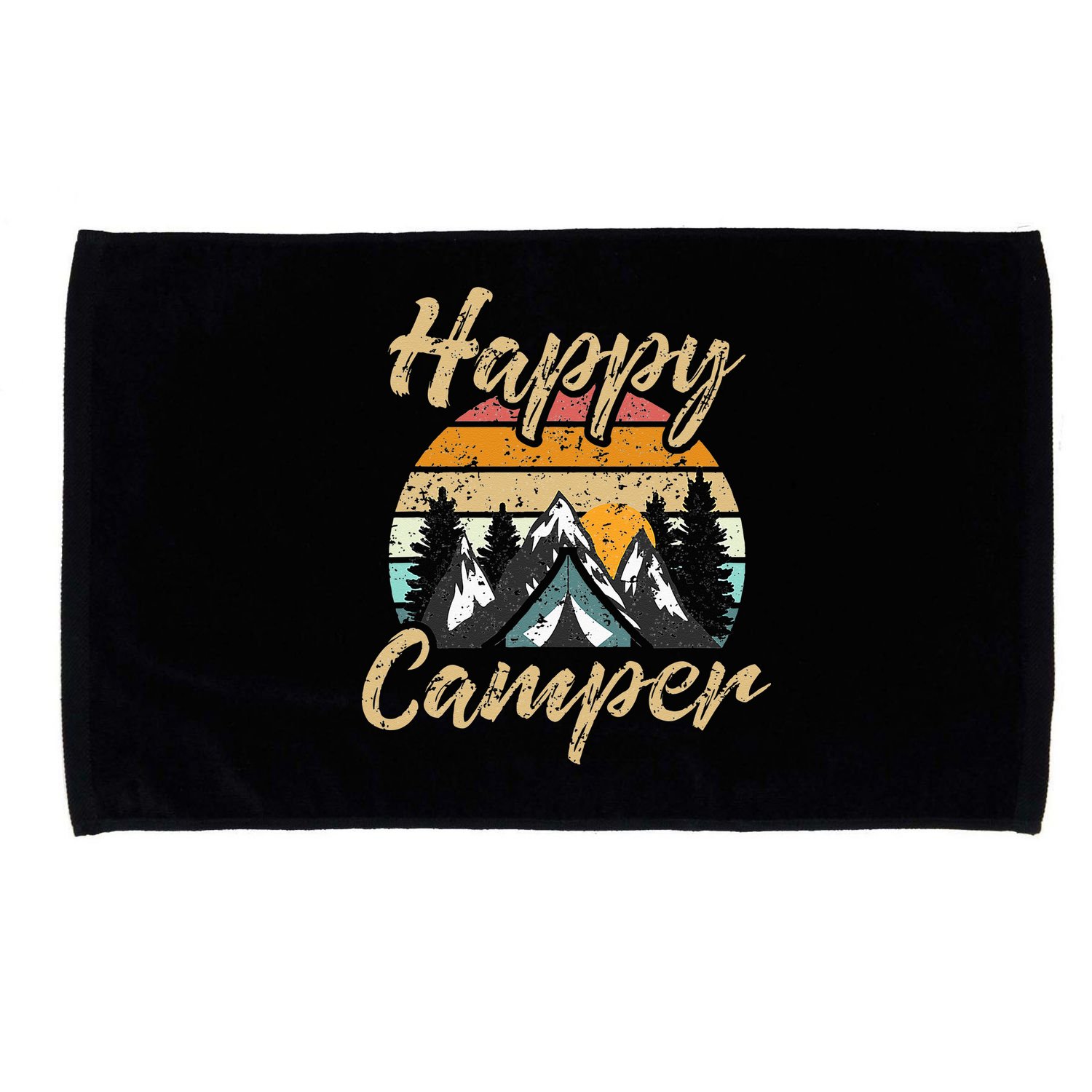 Funny Camping Hiking Lover Present Happy Camper Gift Microfiber Hand Towel