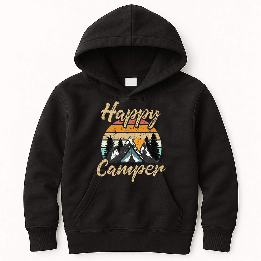 Funny Camping Hiking Lover Present Happy Camper Gift Kids Hoodie