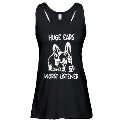 funny corgi huge ears worst listener Ladies Essential Flowy Tank