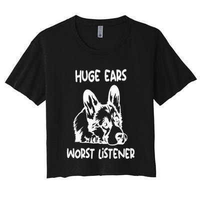funny corgi huge ears worst listener Crop Top