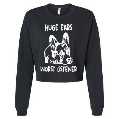 funny corgi huge ears worst listener Cropped Pullover Crew