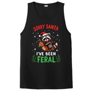 Funny Christmas Holiday Raccoon Sorry Santa IVe Been Feral PosiCharge Competitor Tank