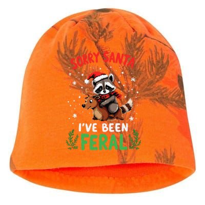 Funny Christmas Holiday Raccoon Sorry Santa IVe Been Feral Kati - Camo Knit Beanie