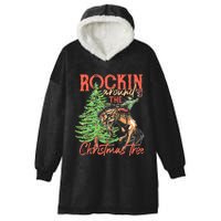 Funny Cow Horsing Rocking Around Christmas Tree Western Hooded Wearable Blanket