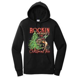 Funny Cow Horsing Rocking Around Christmas Tree Western Women's Pullover Hoodie