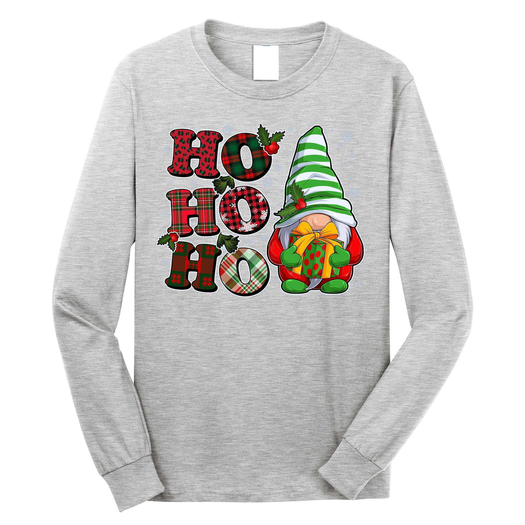 Funny Christmas Ho Ho Ho Gnome Long Sleeve Shirt