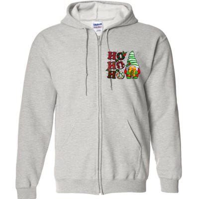 Funny Christmas Ho Ho Ho Gnome Full Zip Hoodie