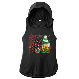 Funny Christmas Ho Ho Ho Gnome Ladies PosiCharge Tri-Blend Wicking Draft Hoodie Tank