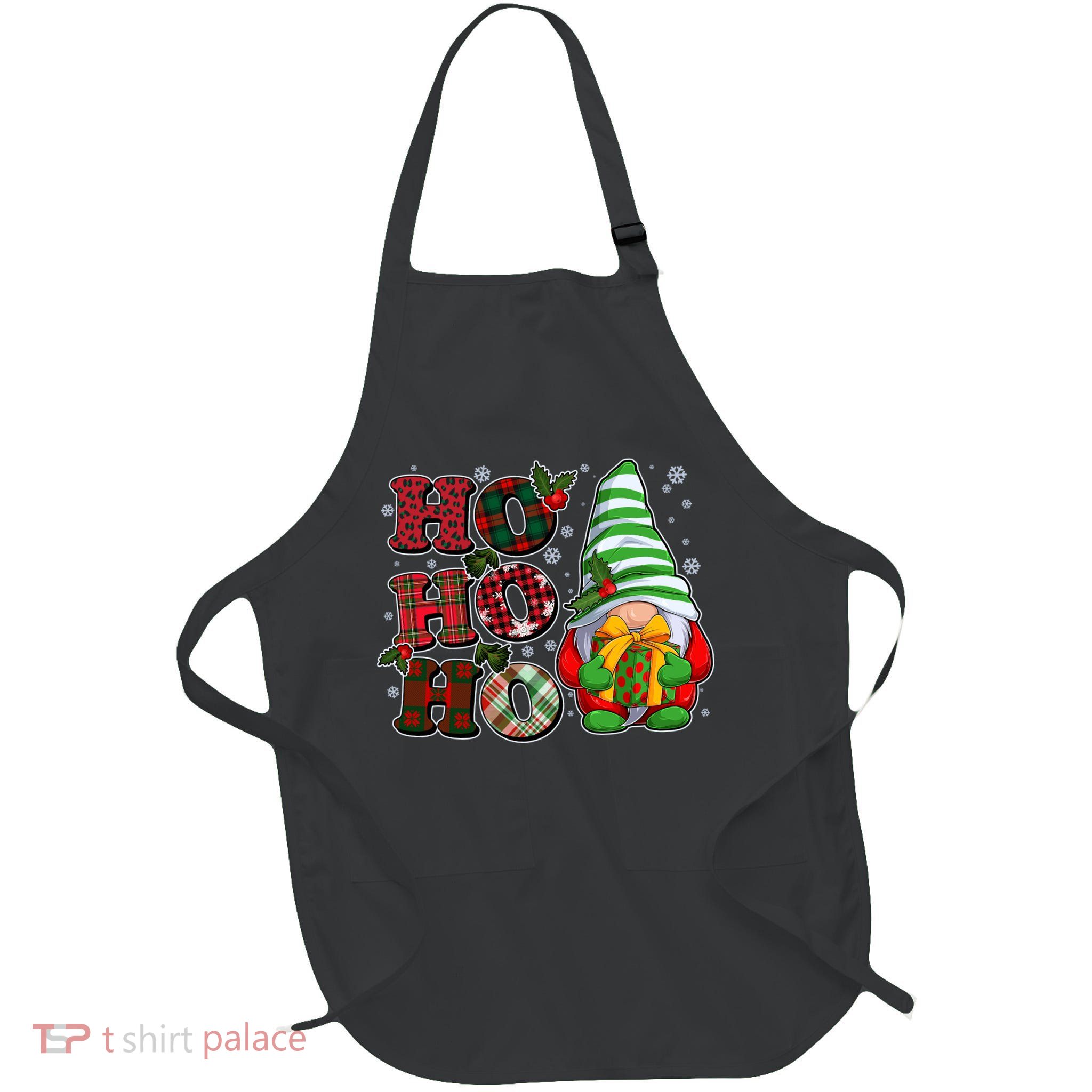 Funny Christmas Ho Ho Ho Gnome Full-Length Apron With Pockets