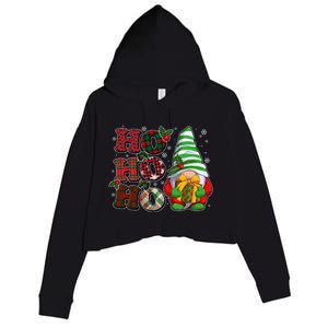 Funny Christmas Ho Ho Ho Gnome Crop Fleece Hoodie