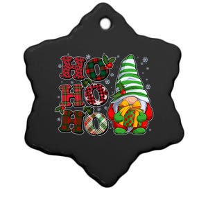 Funny Christmas Ho Ho Ho Gnome Ceramic Star Ornament