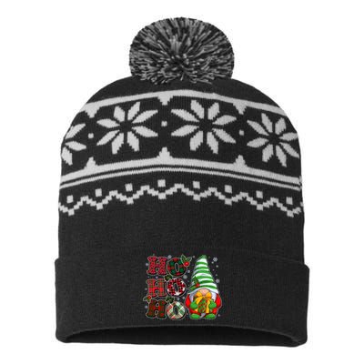 Funny Christmas Ho Ho Ho Gnome USA-Made Snowflake Beanie