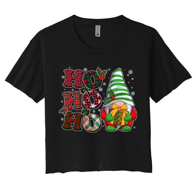 Funny Christmas Ho Ho Ho Gnome Crop Top