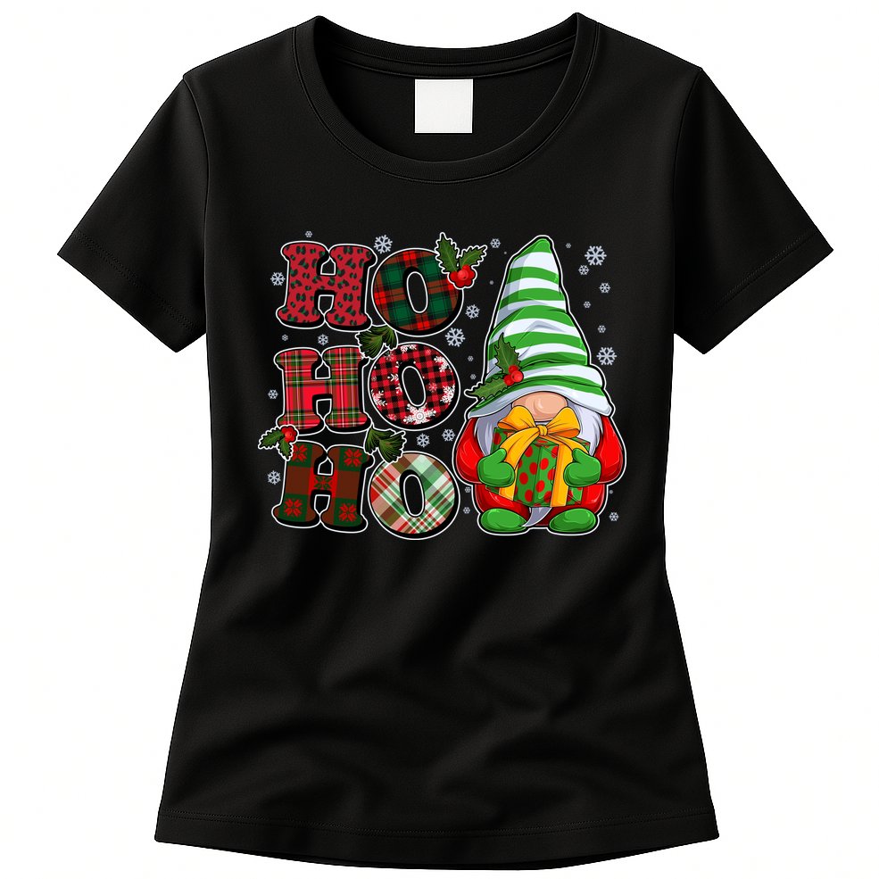 Funny Christmas Ho Ho Ho Gnome Womens T-Shirt
