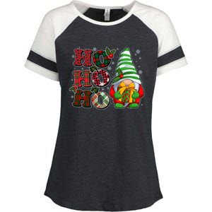 Funny Christmas Ho Ho Ho Gnome Enza Ladies Jersey Colorblock Tee