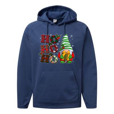 Funny Christmas Ho Ho Ho Gnome Performance Fleece Hoodie