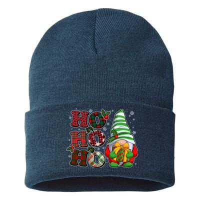 Funny Christmas Ho Ho Ho Gnome Sustainable Knit Beanie