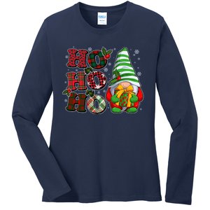 Funny Christmas Ho Ho Ho Gnome Ladies Long Sleeve Shirt