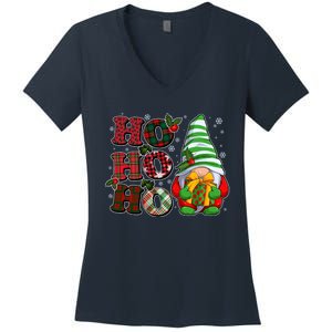 Funny Christmas Ho Ho Ho Gnome Women's V-Neck T-Shirt