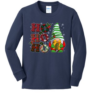 Funny Christmas Ho Ho Ho Gnome Kids Long Sleeve Shirt