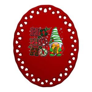 Funny Christmas Ho Ho Ho Gnome Ceramic Oval Ornament