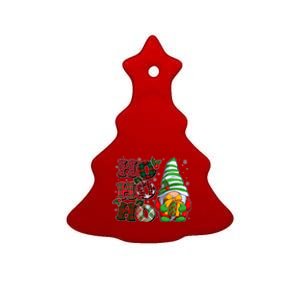 Funny Christmas Ho Ho Ho Gnome Ceramic Tree Ornament