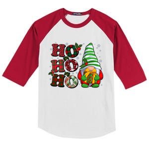 Funny Christmas Ho Ho Ho Gnome Kids Colorblock Raglan Jersey