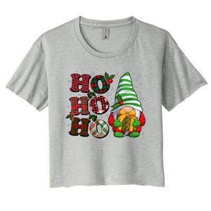 Funny Christmas Ho Ho Ho Gnome Women's Crop Top Tee