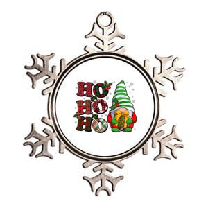 Funny Christmas Ho Ho Ho Gnome Metallic Star Ornament