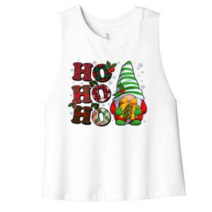 Funny Christmas Ho Ho Ho Gnome Women's Racerback Cropped Tank