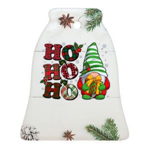 Funny Christmas Ho Ho Ho Gnome Ceramic Bell Ornament