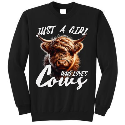 Funny Cute Highland Cow Just A Girl Who Loves Cows Sweatshirt