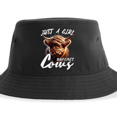 Funny Cute Highland Cow Just A Girl Who Loves Cows Sustainable Bucket Hat