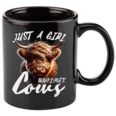 Funny Cute Highland Cow Just A Girl Who Loves Cows 11oz C Handle Ceramic Mug