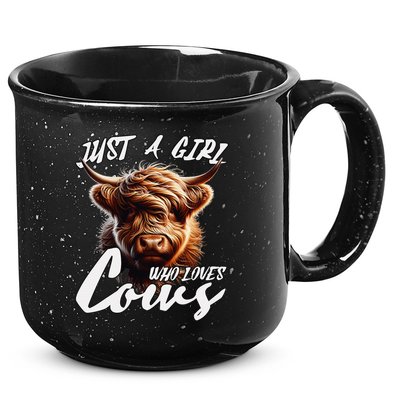 Funny Cute Highland Cow Just A Girl Who Loves Cows 15oz Campfire Ceramic Mug
