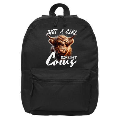 Funny Cute Highland Cow Just A Girl Who Loves Cows 16 in Basic Backpack
