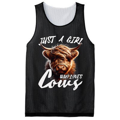 Funny Cute Highland Cow Just A Girl Who Loves Cows Mesh Reversible Basketball Jersey Tank