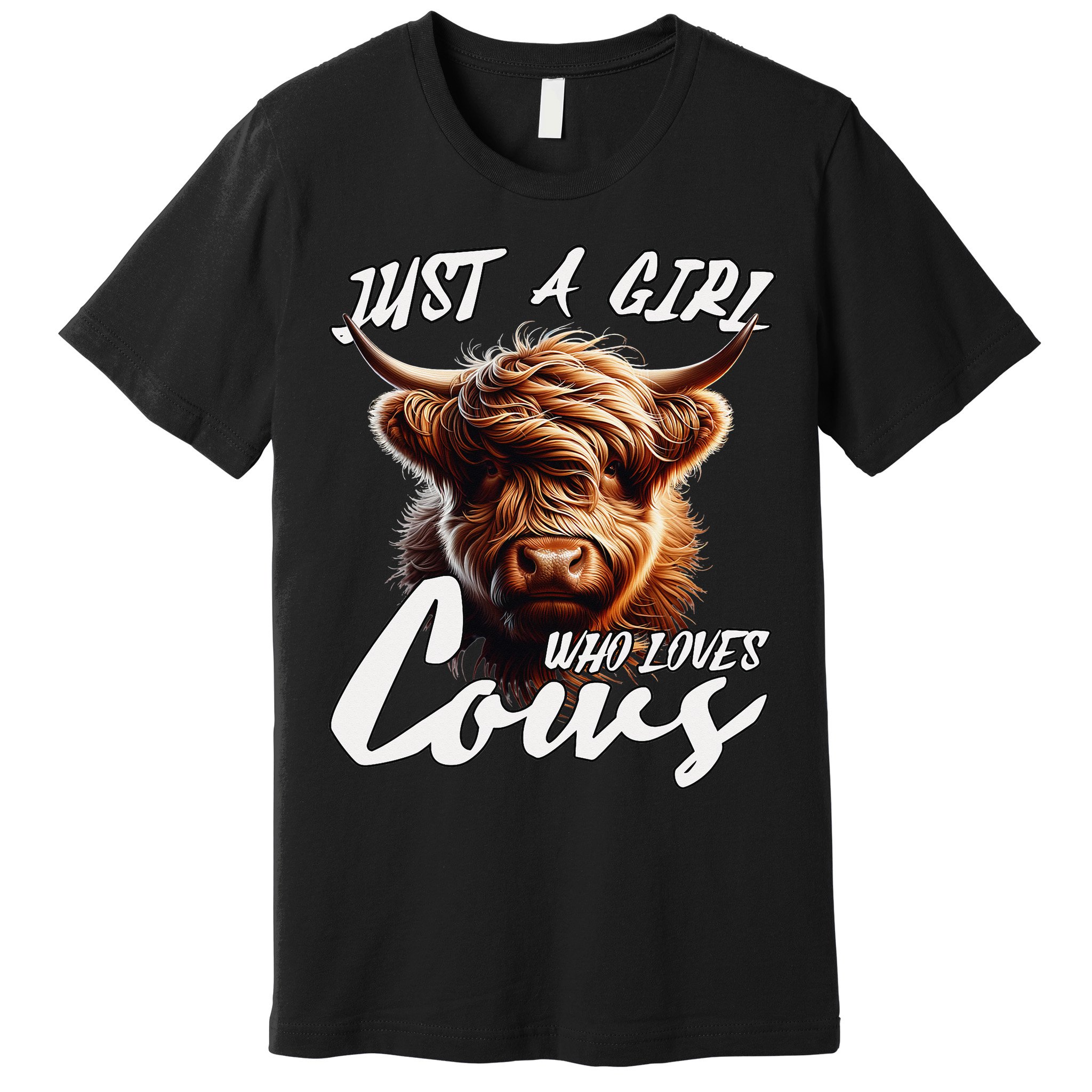 Funny Cute Highland Cow Just A Girl Who Loves Cows Premium T-Shirt