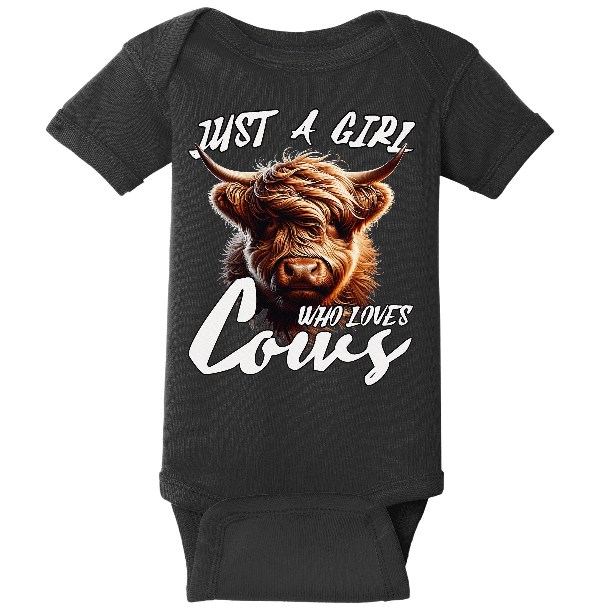 Funny Cute Highland Cow Just A Girl Who Loves Cows Baby Bodysuit