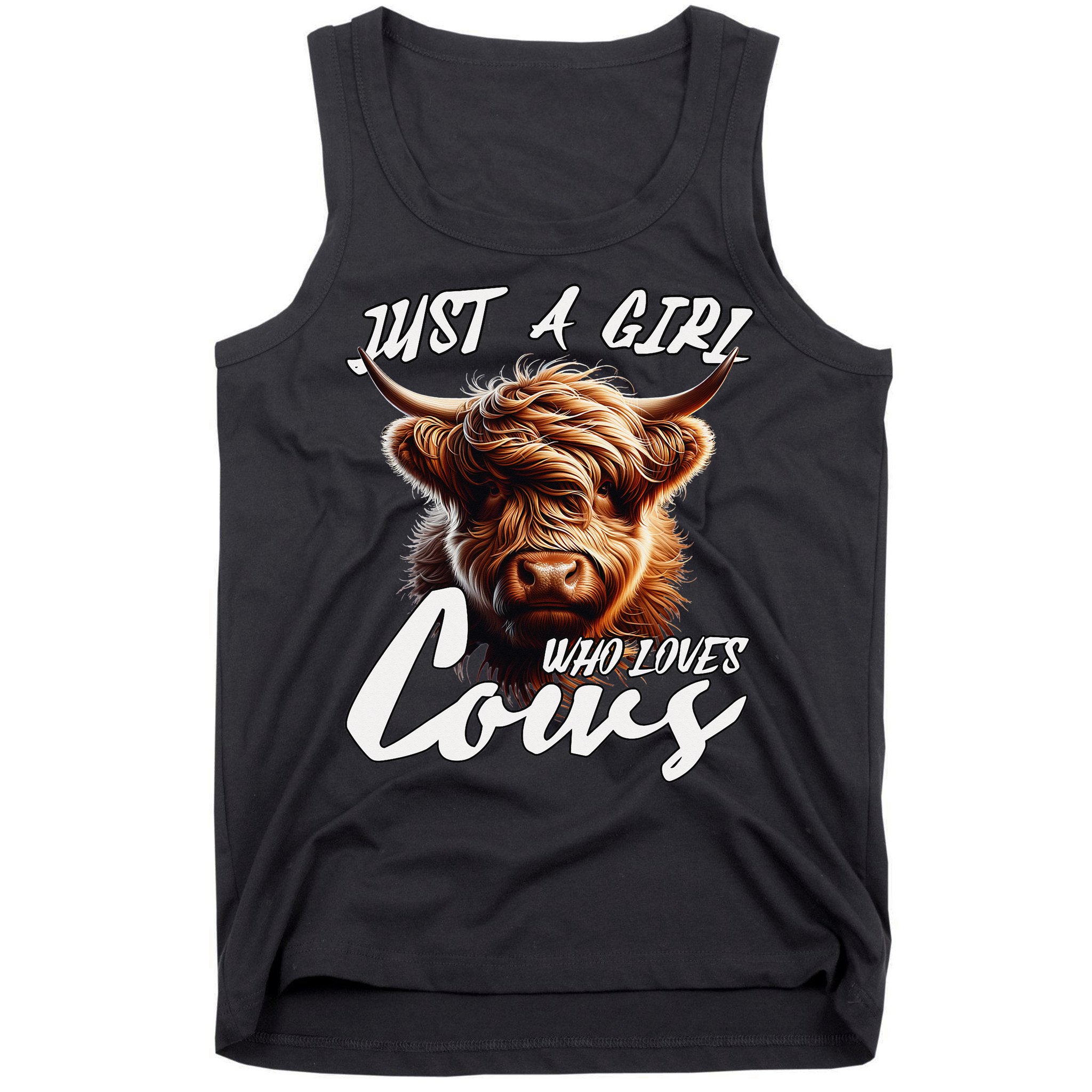 Funny Cute Highland Cow Just A Girl Who Loves Cows Tank Top